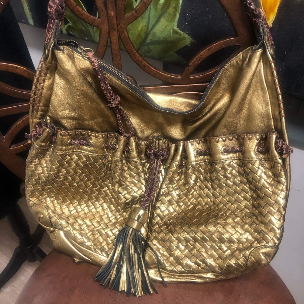 Metallic hobo bag